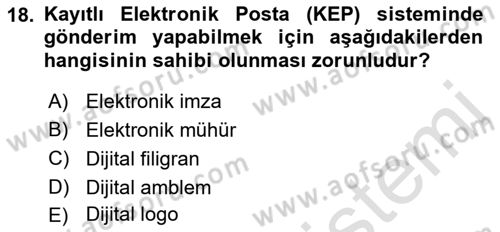 Mesleki Yazışmalar Dersi 2021 - 2022 Yılı (Final) Dönem Sonu Sınav Soruları 18. Soru
