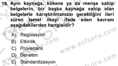 Mesleki Yazışmalar Dersi 2021 - 2022 Yılı (Final) Dönem Sonu Sınav Soruları 19. Soru