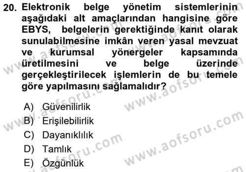 Mesleki Yazışmalar Dersi 2021 - 2022 Yılı (Final) Dönem Sonu Sınav Soruları 20. Soru