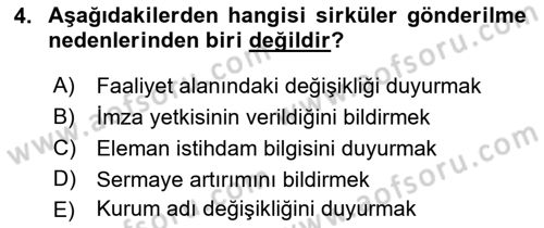 Mesleki Yazışmalar Dersi 2021 - 2022 Yılı (Final) Dönem Sonu Sınavı 4. Soru