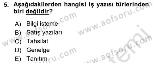Mesleki Yazışmalar Dersi 2021 - 2022 Yılı (Final) Dönem Sonu Sınav Soruları 5. Soru