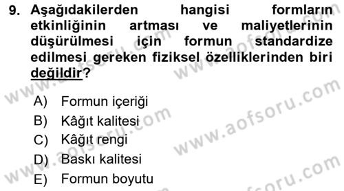 Mesleki Yazışmalar Dersi 2021 - 2022 Yılı (Final) Dönem Sonu Sınav Soruları 9. Soru
