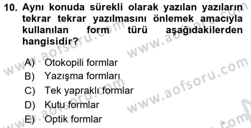 Mesleki Yazışmalar Dersi 2021 - 2022 Yılı Yaz Okulu Sınav Soruları 10. Soru