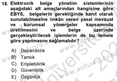 Mesleki Yazışmalar Dersi 2021 - 2022 Yılı Yaz Okulu Sınav Soruları 18. Soru
