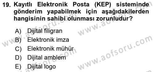 Mesleki Yazışmalar Dersi 2021 - 2022 Yılı Yaz Okulu Sınav Soruları 19. Soru