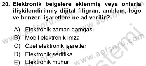 Mesleki Yazışmalar Dersi 2021 - 2022 Yılı Yaz Okulu Sınav Soruları 20. Soru