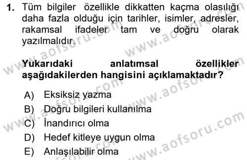 Mesleki Yazışmalar Dersi Ara Sınavı Deneme Sınav Soruları 1. Soru