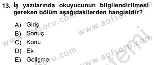 Mesleki Yazışmalar Dersi 2022 - 2023 Yılı (Vize) Ara Sınav Soruları 13. Soru