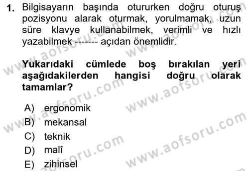 Mesleki Yazışmalar Dersi 2022 - 2023 Yılı (Final) Dönem Sonu Sınav Soruları 1. Soru