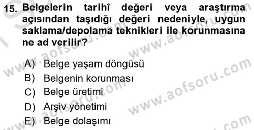 Mesleki Yazışmalar Dersi 2022 - 2023 Yılı (Final) Dönem Sonu Sınav Soruları 15. Soru