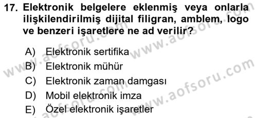 Mesleki Yazışmalar Dersi 2022 - 2023 Yılı (Final) Dönem Sonu Sınav Soruları 17. Soru
