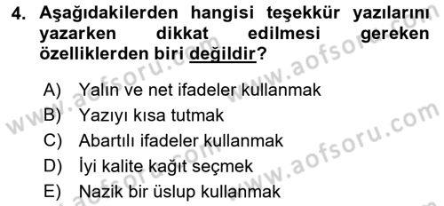 Mesleki Yazışmalar Dersi 2022 - 2023 Yılı (Final) Dönem Sonu Sınav Soruları 4. Soru
