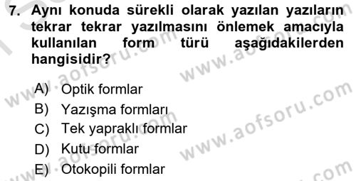 Mesleki Yazışmalar Dersi 2022 - 2023 Yılı (Final) Dönem Sonu Sınav Soruları 7. Soru