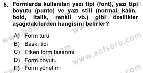 Mesleki Yazışmalar Dersi 2022 - 2023 Yılı (Final) Dönem Sonu Sınav Soruları 8. Soru