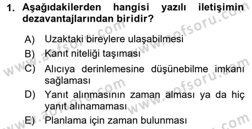 Mesleki Yazışmalar Dersi 2022 - 2023 Yılı Yaz Okulu Sınav Soruları 1. Soru