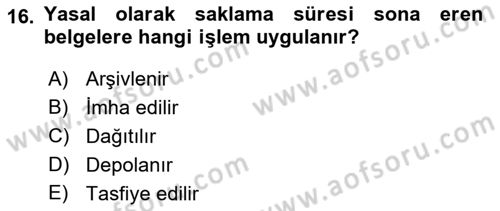 Mesleki Yazışmalar Dersi 2022 - 2023 Yılı Yaz Okulu Sınav Soruları 16. Soru