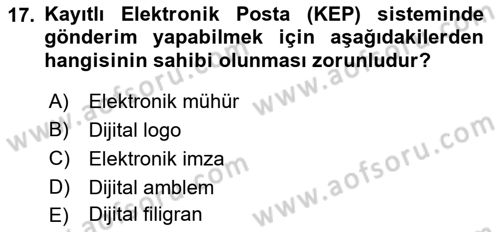 Mesleki Yazışmalar Dersi 2022 - 2023 Yılı Yaz Okulu Sınav Soruları 17. Soru