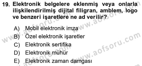 Mesleki Yazışmalar Dersi 2022 - 2023 Yılı Yaz Okulu Sınav Soruları 19. Soru