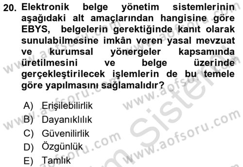 Mesleki Yazışmalar Dersi 2022 - 2023 Yılı Yaz Okulu Sınav Soruları 20. Soru