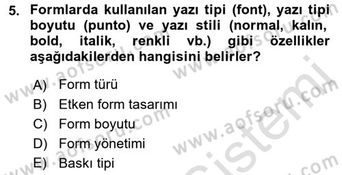 Mesleki Yazışmalar Dersi 2022 - 2023 Yılı Yaz Okulu Sınav Soruları 5. Soru