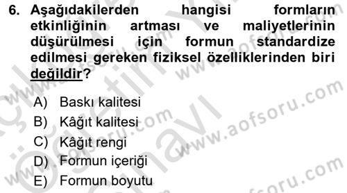 Mesleki Yazışmalar Dersi 2022 - 2023 Yılı Yaz Okulu Sınav Soruları 6. Soru