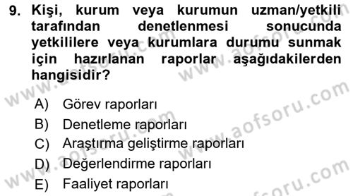 Mesleki Yazışmalar Dersi 2022 - 2023 Yılı Yaz Okulu Sınav Soruları 9. Soru
