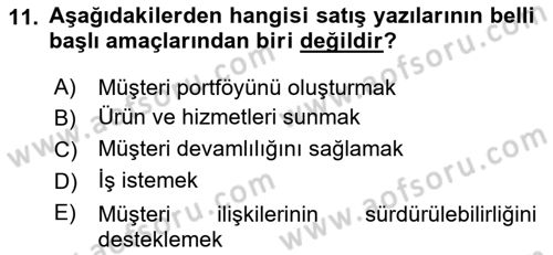 Mesleki Yazışmalar Dersi Ara Sınavı Deneme Sınav Soruları 11. Soru
