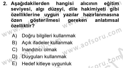 Mesleki Yazışmalar Dersi Ara Sınavı Deneme Sınav Soruları 2. Soru