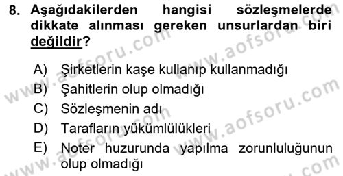 Mesleki Yazışmalar Dersi Ara Sınavı Deneme Sınav Soruları 8. Soru