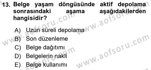 Mesleki Yazışmalar Dersi 2023 - 2024 Yılı (Final) Dönem Sonu Sınav Soruları 13. Soru