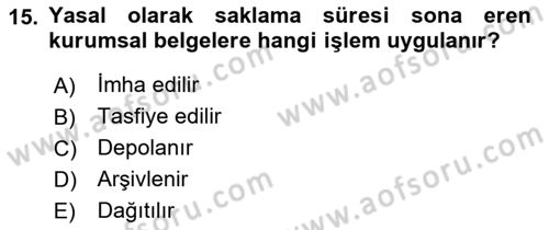 Mesleki Yazışmalar Dersi 2023 - 2024 Yılı (Final) Dönem Sonu Sınav Soruları 15. Soru