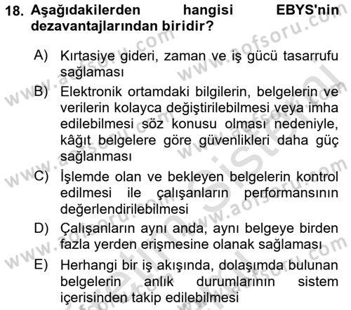Mesleki Yazışmalar Dersi 2023 - 2024 Yılı (Final) Dönem Sonu Sınav Soruları 18. Soru