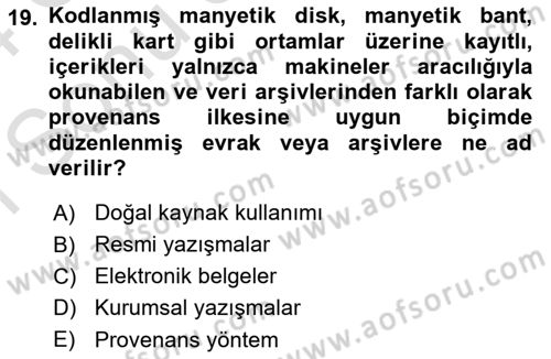 Mesleki Yazışmalar Dersi 2023 - 2024 Yılı (Final) Dönem Sonu Sınav Soruları 19. Soru