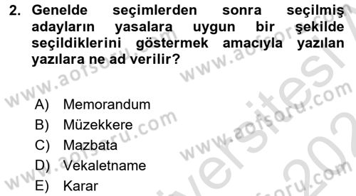 Mesleki Yazışmalar Dersi 2023 - 2024 Yılı (Final) Dönem Sonu Sınav Soruları 2. Soru