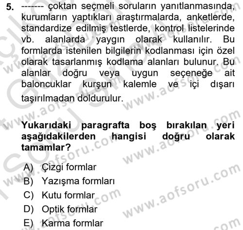 Mesleki Yazışmalar Dersi 2023 - 2024 Yılı (Final) Dönem Sonu Sınav Soruları 5. Soru