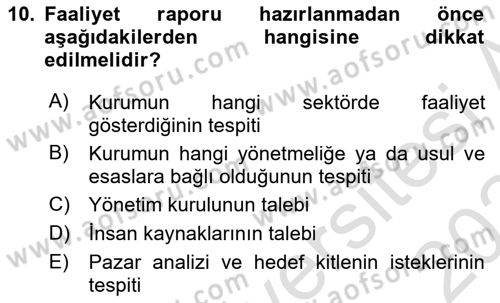 Mesleki Yazışmalar Dersi 2023 - 2024 Yılı Yaz Okulu Sınav Soruları 10. Soru