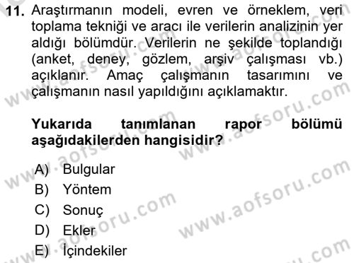 Mesleki Yazışmalar Dersi 2023 - 2024 Yılı Yaz Okulu Sınav Soruları 11. Soru