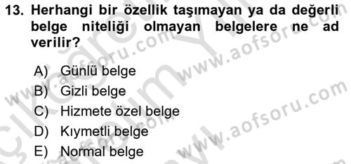Mesleki Yazışmalar Dersi 2023 - 2024 Yılı Yaz Okulu Sınav Soruları 13. Soru