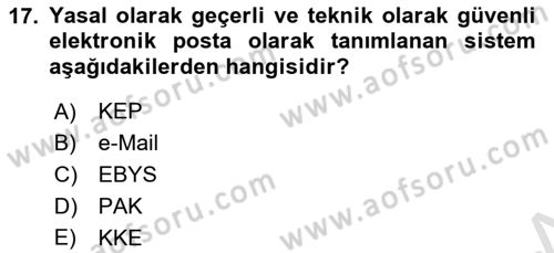 Mesleki Yazışmalar Dersi 2023 - 2024 Yılı Yaz Okulu Sınav Soruları 17. Soru