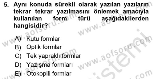 Mesleki Yazışmalar Dersi 2023 - 2024 Yılı Yaz Okulu Sınav Soruları 5. Soru
