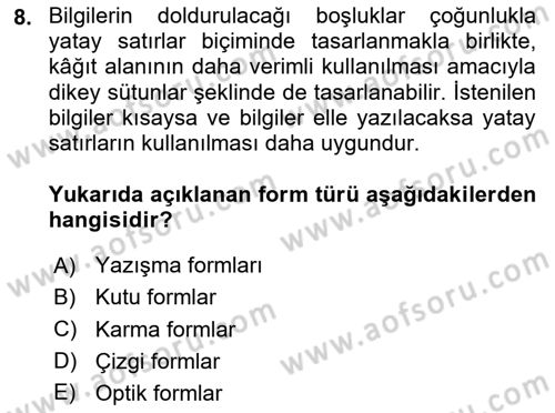 Mesleki Yazışmalar Dersi 2023 - 2024 Yılı Yaz Okulu Sınav Soruları 8. Soru