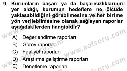 Mesleki Yazışmalar Dersi 2023 - 2024 Yılı Yaz Okulu Sınav Soruları 9. Soru
