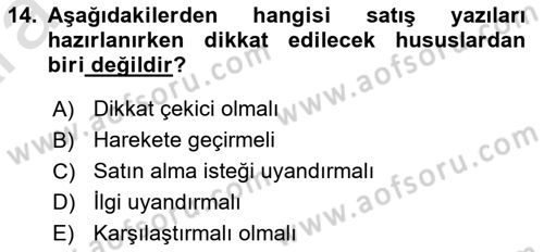 Mesleki Yazışmalar Dersi Ara Sınavı Deneme Sınav Soruları 14. Soru