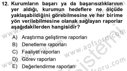 Mesleki Yazışmalar Dersi 2024 - 2025 Yılı (Final) Dönem Sonu Sınav Soruları 12. Soru