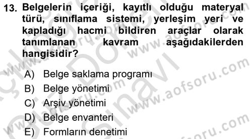 Mesleki Yazışmalar Dersi 2024 - 2025 Yılı (Final) Dönem Sonu Sınav Soruları 13. Soru