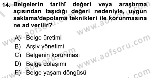 Mesleki Yazışmalar Dersi 2024 - 2025 Yılı (Final) Dönem Sonu Sınav Soruları 14. Soru