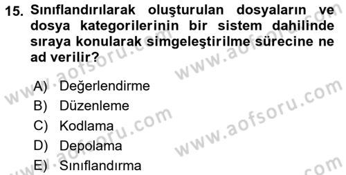 Mesleki Yazışmalar Dersi 2024 - 2025 Yılı (Final) Dönem Sonu Sınav Soruları 15. Soru
