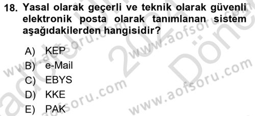 Mesleki Yazışmalar Dersi 2024 - 2025 Yılı (Final) Dönem Sonu Sınav Soruları 18. Soru
