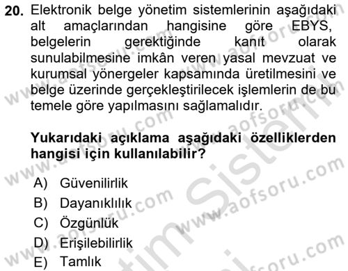 Mesleki Yazışmalar Dersi 2024 - 2025 Yılı (Final) Dönem Sonu Sınav Soruları 20. Soru