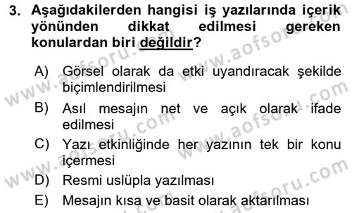 Mesleki Yazışmalar Dersi 2024 - 2025 Yılı (Final) Dönem Sonu Sınav Soruları 3. Soru